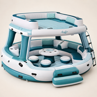 Canapé aquatique gonflable double étage avec logo personnalisé, île flottante multi-personnes pour piscine, idéal pour la location en complexe hôtelier et les loisirs en extérieur
