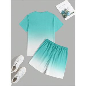 FOXA Men's Short Sleeve T-Shirt And Shorts <b>Set</b> Tropical Print Breathable Beach Outfit Summer Casual Wear - Product Image 2