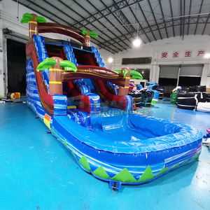 Toboggan aquatique gonflable géant commercial au design tropical avec piscine, château gonflable aquatique pour enfants - Product Image 5