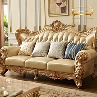 Canapé en cuir véritable de style européen en forme de U, modulable, combinaison 1+2+3, en bois massif sculpté, pour villa, salon, grand et petit appartement