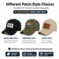 Op maat gemaakte geweven label patch baseball cap stof badge logo katoen pet voor modemerk merchandise groothandel