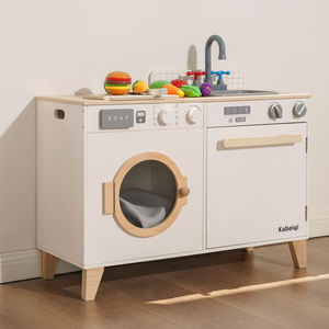 Style nordique bricolage cuisine jouet ensemble bois son et lumière Simulation réfrigérateur pour enfants éducatifs jeux de rôle cuisine jouets - Product Image 4