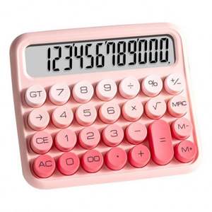 Calculadora Mecánica Rosa con Pantalla LCD Grande de 12 Dígitos y Batería, Ideal para Estudiantes - Product Image 1
