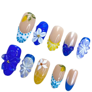Faux ongles en gel acrylique peint à la main amande <span class=keywords><strong>ballerine</strong></span> 3D fleur conception personnalisée Stiletto <span class=keywords><strong>manucure</strong></span> presse ongles Halal doigts - Product Image 5