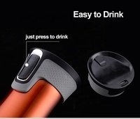 Mug Perjalanan Vakum Isolasi Dinding Ganda Stainless Steel 500ml, Tutup Anti Tumpah, Desain Loop, Isolasi Termal 6-12 Jam, Bebas BPA