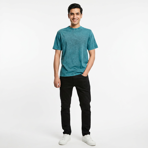 Camiseta cómoda y ajustable con hombros caídos, transpirable, a bajo precio, de uso casual, fácil de llevar, para hombre, con logotipo personalizado. - Product Image 1
