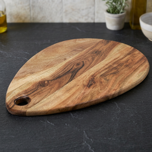 Tabla de cortar de madera redonda con asa, bloque de corte para cocina, patrón de grano natural, apto para lavavajillas, antimoho, antideslizante - Product Image 1
