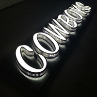 Enseigne LED personnalisée à lettres découpées, de haute qualité, pour décoration extérieure de devanture de magasin, en acier inoxydable