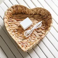 Basket Heart Basket Water Hyacinth Low MOQ High Quality Hand Woven Storage Container Water Hyacinth Basket