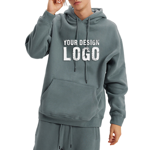 Sweat à capuche pour homme de haute qualité, lourd, uni, surdimensionné, décontracté, en coton, en molleton français, épaules tombantes - Product Image 4