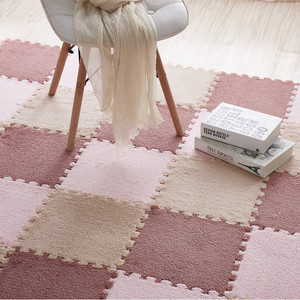 Alfombra de piso entrelazada cuadrada de color sólido resistente a las manchas para dormitorio infantil y sala de estar - Product Image 4