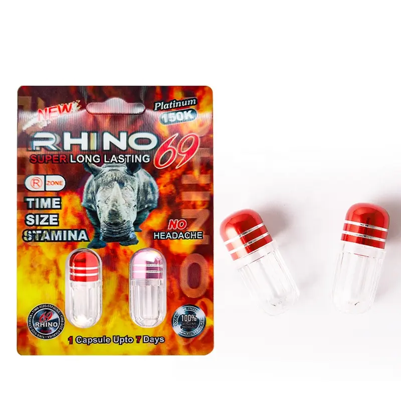 Accept Custom Design Men Enhancement Pills Packaging Rhino Rush 70 Pills 3d blister Card 3D box Packaging