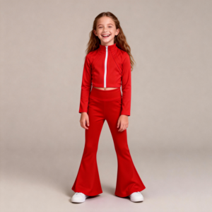 Setelan Olahraga Anak Perempuan 2 Potong dengan Logo Custom, Celana Flare dan Jaket Zip Penuh, untuk Gym, Aktivitas, dan Yoga - Product Image 4