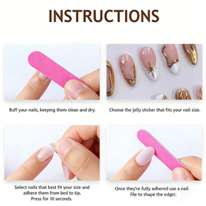 10 <span class=keywords><strong>Uñas</strong></span> Postizas Francesas Color <span class=keywords><strong>Rosa</strong></span> Nude Almendrado <span class=keywords><strong>con</strong></span> Línea Dorada Metálica, Estrella y Corazón, <span class=keywords><strong>Uñas</strong></span> Postizas <span class=keywords><strong>con</strong></span> Punta Brillante de Lujo, Pre-diseñadas y Adhesivas - Product Image 4