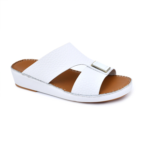 SHIKOL Sandales arabes blanches Dubaï personnalisées en <span class=keywords><strong>cuir</strong></span> de veau grain <span class=keywords><strong>souple</strong></span> véritable du Golfe pantoufles ODM OEM cousues à la main pour hommes sandales arabes - Product Image 3