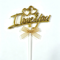 Fabrikpreis 3D Plastik 'I Love You' Kuchenaufsatz Herz Kursivschrift Valentinstag Kuchendekoration Romantische Hochzeitstag Jubiläumsdekoration