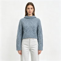 Pull à capuche tricoté pour femme Kenzi, manches longues, personnalisable OEM & ODM, haute qualité, bleu foncé, vente en gros, vêtements de loisirs
