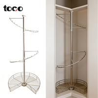 360 °   Porte-vêtements rotatif en spirale en métal, armoire d'angle sur pied du sol au plafond avec panier