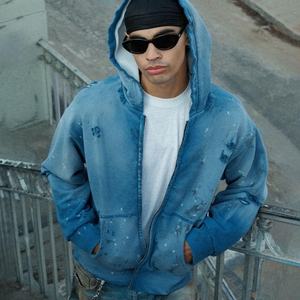 Sweat à capuche confortable pour homme, vintage, délavé à l'acide, délavé au soleil, broderie personnalisée ou logo imprimé pour homme - Product Image 3