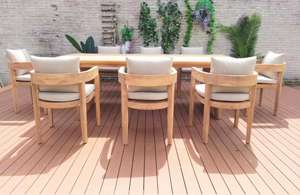 Ensemble de salle à manger d'extérieur en teck de qualité supérieure certifié, mobilier de jardin en teck massif résistant aux intempéries, table et chaises de luxe durables - Product Image 4