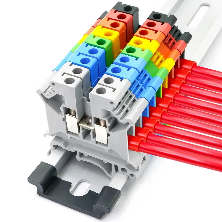 영국 5N 그린 24-12AWG 0.2-4mm 800V/41A 산업용 장착 와이어 커넥터 딘 레일 마운트 나사 클램프 터미널 블록