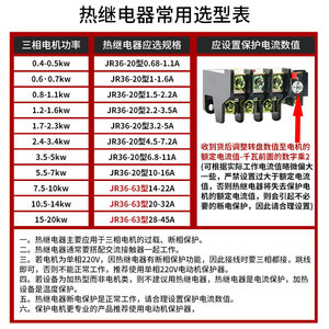 Relais thermique triphasé Delixi JR36 380V Protection contre la surchauffe du moteur Interrupteur de surcharge thermique 20V Démarreurs de moteur - Product Image 5