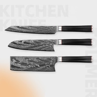 73 lapisan AUS-10 Jepang Damaskus Set pisau baja 3 buah Set pisau dapur Damaskus Jepang