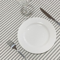 Nappe carrée en lin tissé rayé, moderne, durable, écologique, personnalisable, imperméable et anti-taches pour salle à manger, cuisine et fêtes