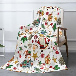 Christmas Snowman Gingerbread Christmas Tree Flannel <b>Blanket</b> Throw <b>Blanket</b> Nap <b>Blanket</b> Winter Warm Party Decor Machine Washable - Product Image 4