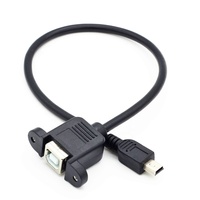 Kabel ekstensi Panel USB B wanita, Mini USB B pengisian cepat 3A PVC Braid Mini B pria tipe B wanita untuk stok Printer