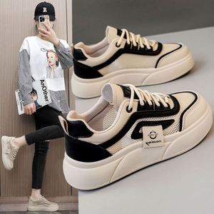 Summer Autumn Winter New Style Women's Lace-up Breathable Perforated Mesh Lightweight Design <b>Soft</b> Sole Casual Sports <b>Shoes</b> - Product Image 1