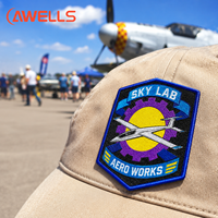 Écusson tissé de précision 0,05 mm, haute densité, avec logo d'avion planeur, pour souvenirs d'école de vol et image de marque AWELLS
