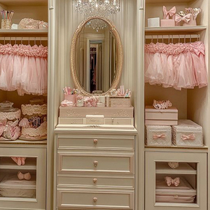 <span class=keywords><strong>Dressing</strong></span> ouvert moderne de luxe léger sur mesure pour chambre de fille – Armoire de rangement multifonctionnelle grande capacité de qualité supérieure - Product Image 3