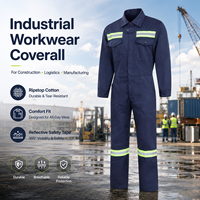 Combinaison de travail en polyester Ripstop avec logo personnalisé et bandes réfléchissantes, tenue de protection pour chaudière, uniforme de travail industriel