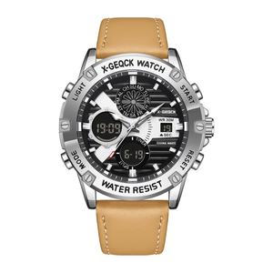 นาฬิกาข้อมือผู้ชายแบบสปอร์ต หน้าปัดกระจกอัลลอยด์ ระบบอนาล็อก-ดิจิตอล ควอตซ์ สายหนัง กันน้ำ เรืองแสง โครโนกราฟ พร้อมฟังก์ชั่นจับเวลาและนาฬิกาปลุก - Product Image 5