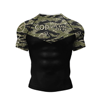 Cody Lundin Hommes Sublimation MMA Rashguard Bjj Jiu Jitsu Exercice Sportswear Haute Élastique 3D Imprimé Compression Grappling Blouse