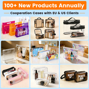 Bolsas de Brochas de Maquillaje con Cremallera Impermeable y Logo Personalizado, Neceser de Viaje Transparente de PVC para Artículos de Aseo, Estuches de Cosméticos Personalizados para Mujer - Product Image 5