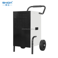 Déshumidificateur Commercial Électrique Portable 60L/Jour en Métal avec Roues, Poignée de Tirage, Drainage Continu et Conception Compacte pour Usage Industriel