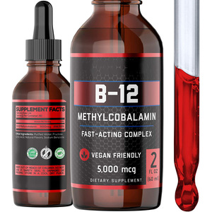 Vitamin B12 chất lỏng cộng với folate ngậm dưới lưỡi thêm sức mạnh thuần chay Methyl B12 giọt bổ sung - Product Image 1