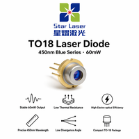 Diodo Láser Azul LXU45060G de 450nm y 60mW, Módulo LD TO18 de 5.6mm para Puntero Láser, Telémetro, Iluminación de Escenario