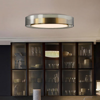 Plafonnier LED de luxe moderne pour salon et chambre à coucher Lampe créative ronde en cuivre Style nordique Lampe d'étude simple