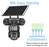 Kamera CCTV Tenaga Surya D20 True Triple Lens 4G Outdoor Night Vision Tahan Air Anti Petir Tanpa Daya Jaringan