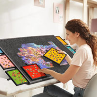 Table de puzzle portable en feutre de haute qualité pour enfants, tapis de puzzle non tissé de 1000 pièces avec 6 tiroirs pour une facilité de transport