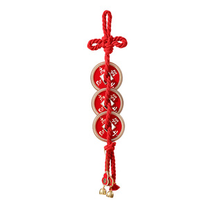 Horse Year <b>copper</b> <b>coin</b> pendant, front door hanging, 2026 Spring Festival woven swastika knot bell ornament, New Year's - Product Image 5
