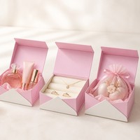 Boîte cadeau de luxe pliable rose et blanche à deux tons, emballage plat pour cosmétiques, emballage cadeau de luxe pour les fêtes, fermeture magnétique