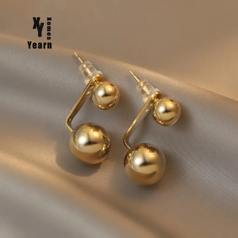 European and American Temperament Metal Ball Drop Earrings For Womans Korean Fashion Jewelry Gothic Girl's Simple Earrings