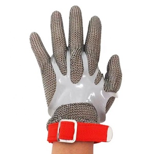 Gants de sécurité à cinq doigts en maille métallique en acier inoxydable pour cloison d'abattage - Product Image 4