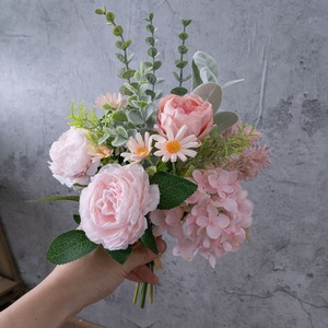 Bouquet de fleurs artificielles transfrontalières en hortensia et pivoine, en tissu tissé plastique, pour décoration intérieure et accessoires de photographie CF01436 - Product Image 2