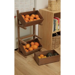 Étagère de rangement en bois à 3 niveaux, panier à fruits détachable pour cuisine et salon, couleur bois naturel, type sur pied, durable - Product Image 4