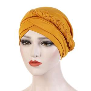 Envío Gratis Verano Musulmán Sombrero Leche Seda Puro Monocromático Medio lado Látigo Hijab Gorras Bufanda Pañuelo M0275 - Product Image 4